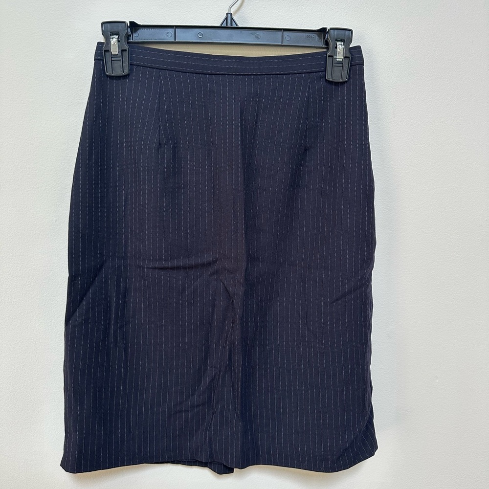 Ann Taylor Navy Pinstripe Pencil Skirt